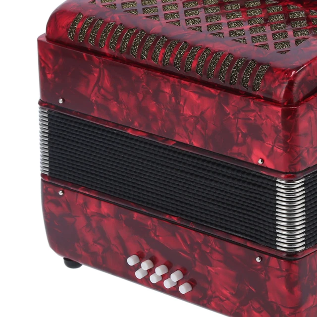 (Red)Accordian 22 Key 8 Bass Professional Button Reed Instrument For Begin ADS
