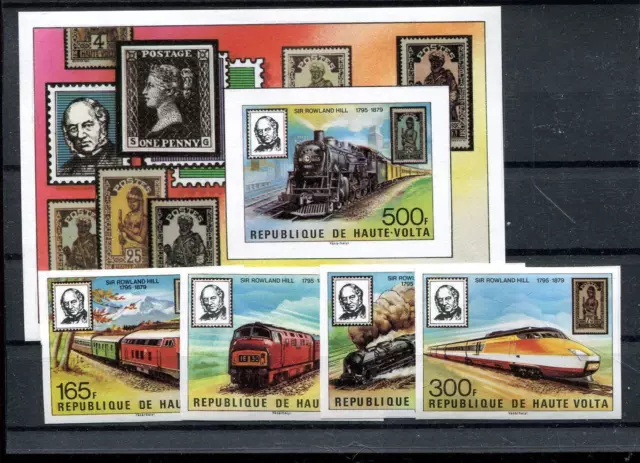 Burkina-Faso (Upper Volta) No. 755 - 758 B + Block 53 Railway/Rowland Hill