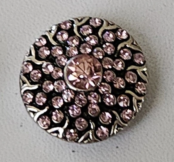 Rhinestone Blingy Pink Snap Jewelry 18mm Button Charm Ginger,  Chunk, Noosa