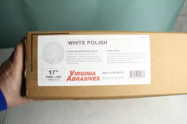 Virginia Abrasives 17" White Polish Floor Maintenance Thin Line 10 Pack