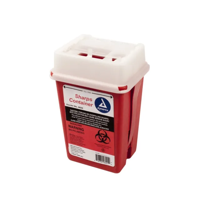 Dynarex Sharps Container, 1 Quart, Durable Biohazard Container for Used...