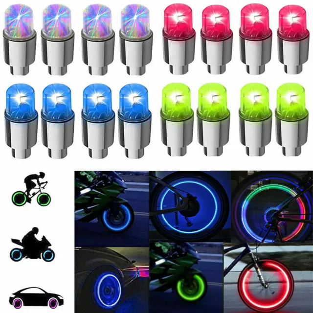 4Pcs LED Car Wheel Tire Air Valve Stem Caps Neon Light For Motor Bike Bicycle