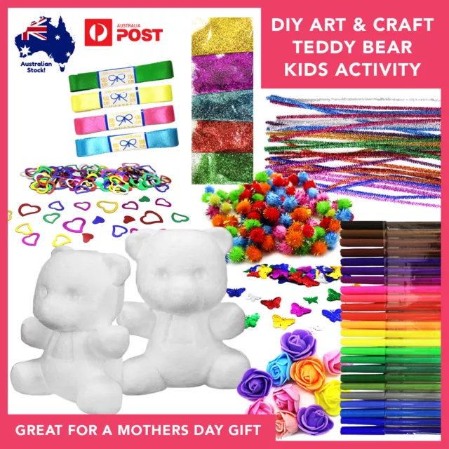 DIY Styrofoam Teddy Bear Decorating Kit Kids Arts & Craft Project Mother's Day