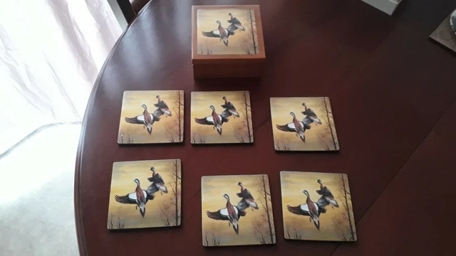 Coffret de 8 Sous-Verres + Rangement Vintage en Bois et Liège - Vendu