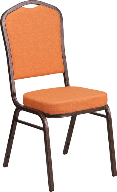 10 PACK Banquet Chair Orange Fabric Restaurant Chair Crown Back Stacking Chair