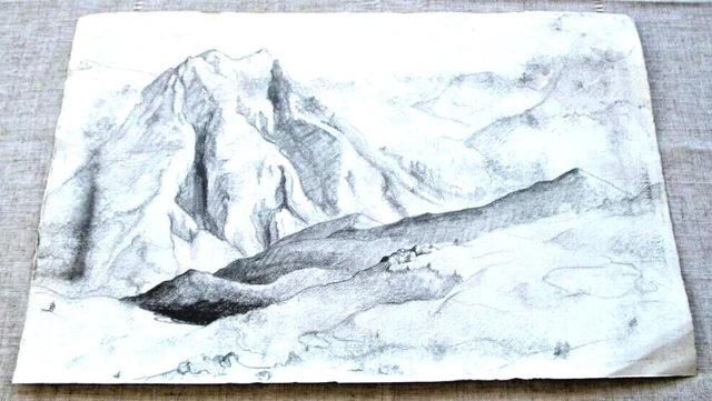 DESSIN GUILLAUME MET de PENNINGHEN (19121990) Beau Paysage montagne