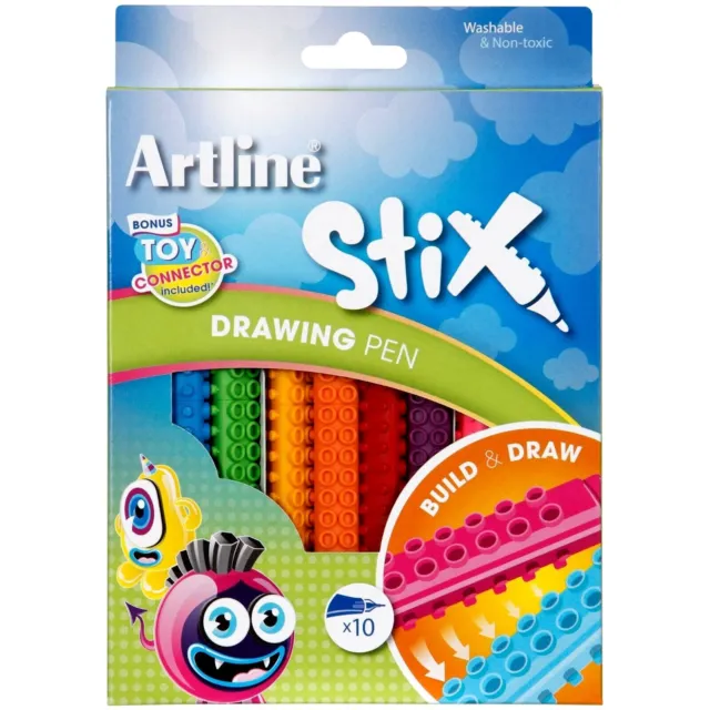 Artline Stix Build & Draw Washable Non-Toxic Drawing Pen Pack of 10