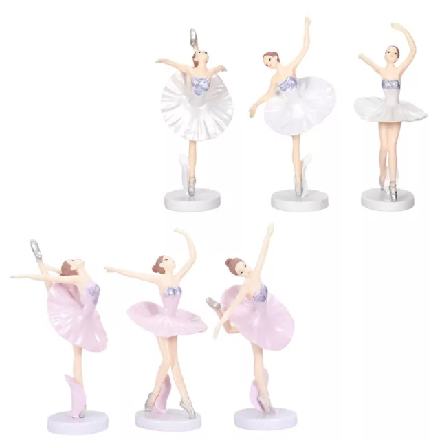 6 Pcs White Pvc Ballet Girl Ornaments Baby Statues Figurines Decor