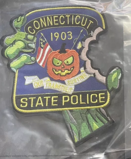 Connecticut State Police Breast 2023 ￼Halloween Novelty Patch. In Blue Only.