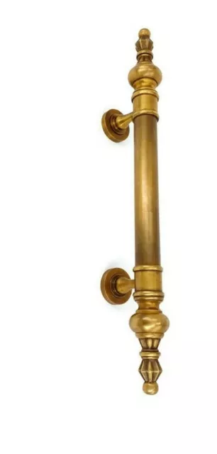 large DOOR handle pulls solid SPUN hollow brass vintage aged old style 19 " B