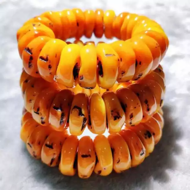 Naturals Amber Yellow Beeswax Old Stone Abacus Bead bracelet Classic Practice