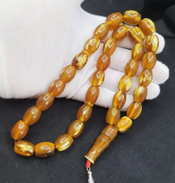 49.41g AMBER ROSARY PRAYER BEADS Butterscotch Egg Yolk Natural 14/12 Kahraman