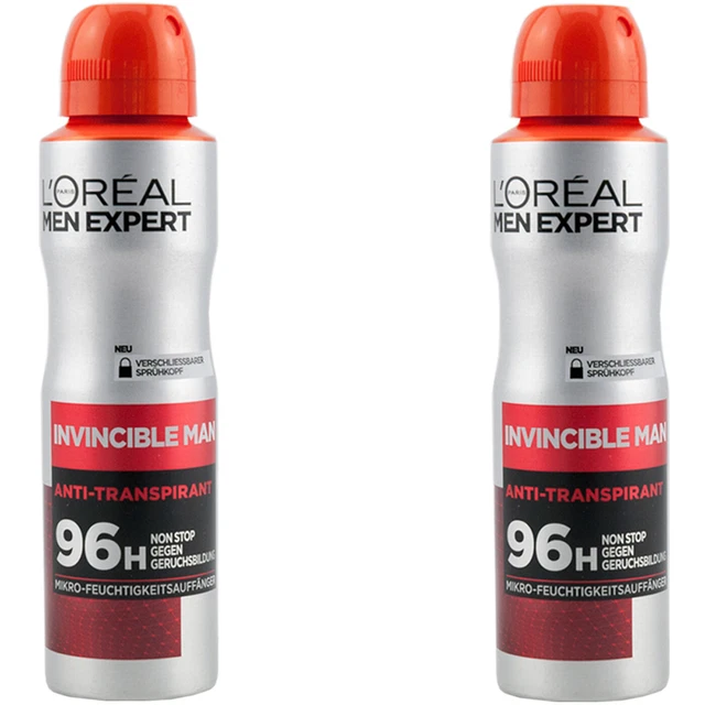 Loreal Desodorante Invencible Hombre 2 X 150ml 4in1 96h Anti Transpirant Spray