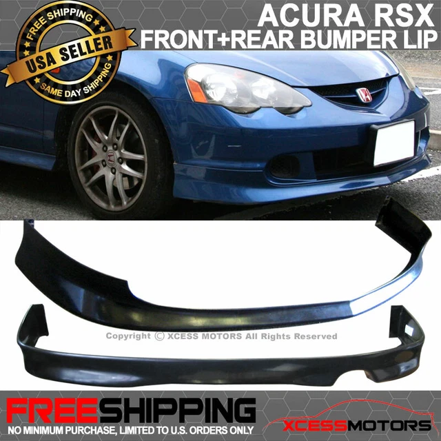 Fits 02-04 Acura RSX JDM Unpainted Front Bumper Lip PU + Rear Bumper Lip Spoiler