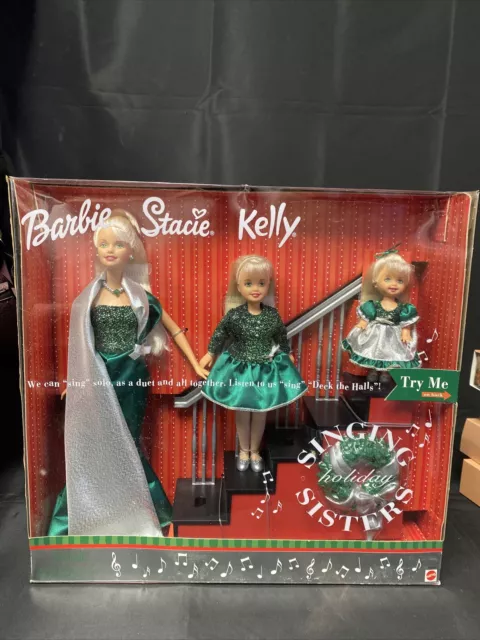 Mattel 2000 Singing Sisters Barbie Stacie and Kelly Holiday Doll Set 26260 NEW