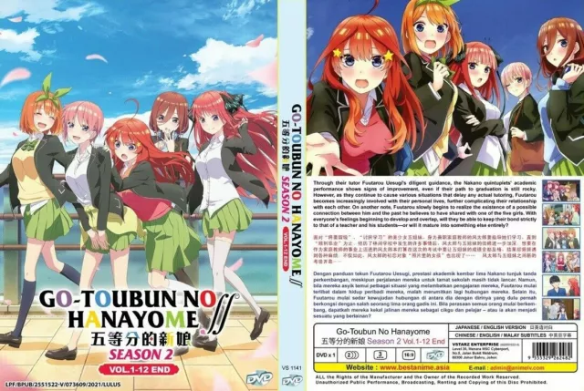 Anime DVD Gotoubun no Hanayome Season 1+2 +Movie (Ep 1-24 end) (English Dub)