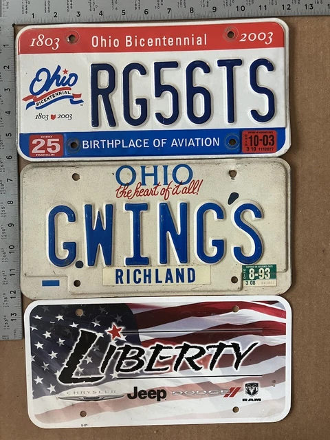 1990s 2000s Ohio license plate lot of three red white and blue SO PATRIOTIC 9015