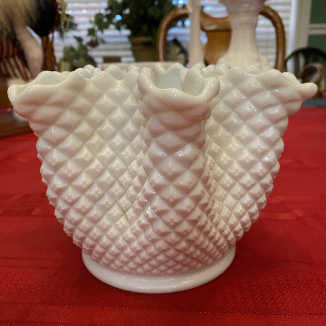 Vintage Westmoreland Milk Glass Planter Jardiniere English Hobnail HTF