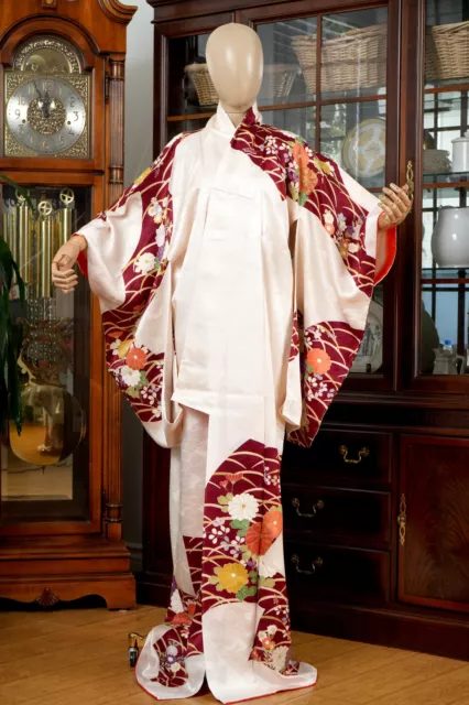 Dear Vanilla Japanese Silk Furisode Kimono Women's Authentic Japan Vintage Mint