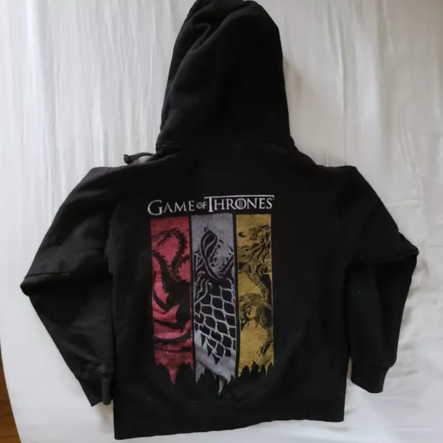 Game Of Thrones Mens Black Long Sleeve Kangaroo Pocket Hoodie Size Small