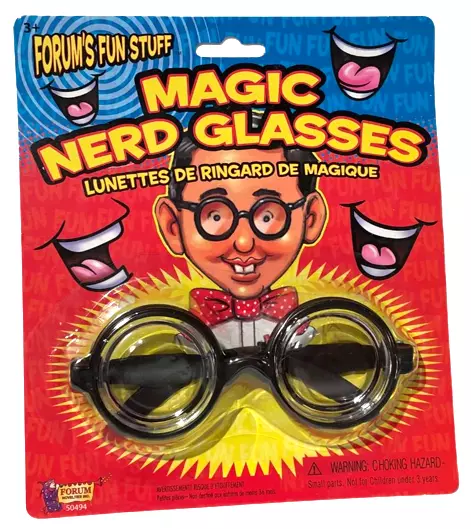 Funny MAGIC NERD GLASSES Eye Dork Thick Lenses Coke Bottle Joke Gag Black Round