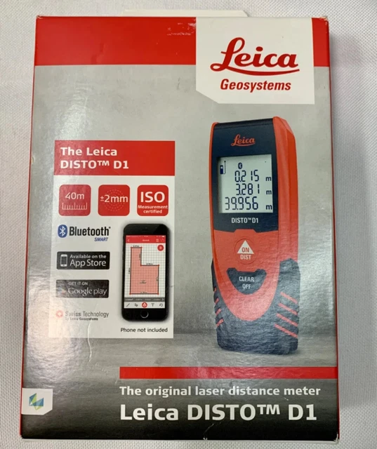 Leica DISTO D1 /120ft Laser Distance Measure with Bluetooth preowned - used
