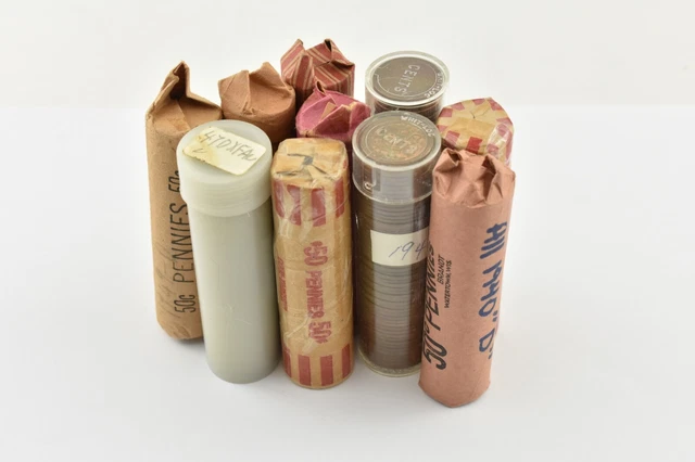 Lot of 10 Lincoln Wheat Cent Rolls 1940's-1958 *0536