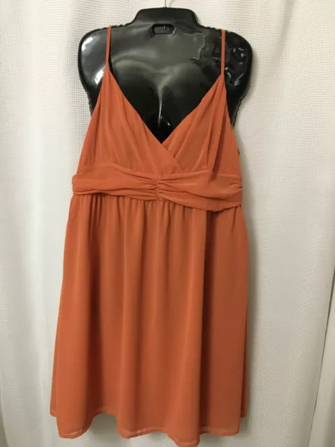 ELLE Chelsea Girls: Spaghetti Strap Dress Size 16 Chiffon Lined Ginger D1