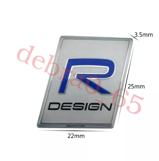 For Volvo Rear Emblem Boot Trunk Sticker Flag Logo R Design Silver 25mm x 22mm