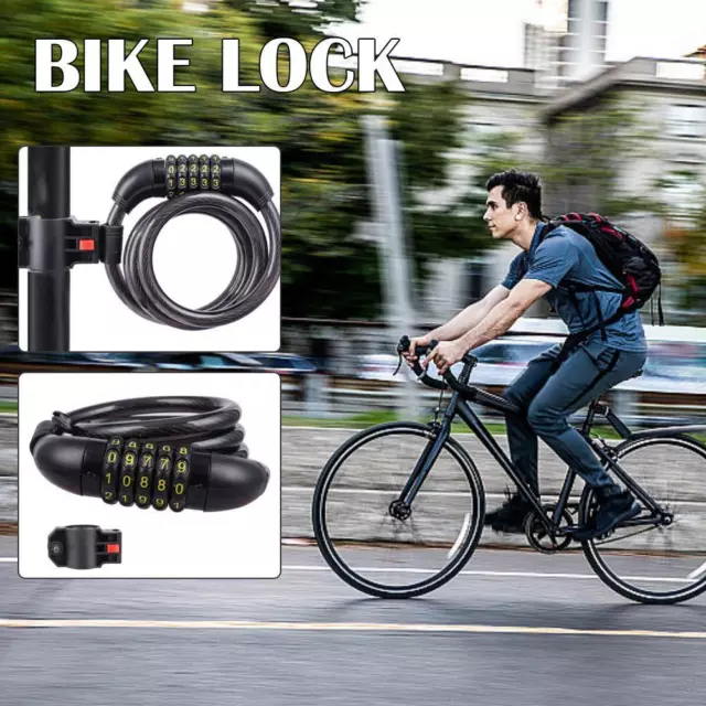 Bicycle 5 Digit CodeCable Lock 120cm Theft Proof BicyclePassword Q5Z4