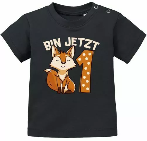 Baby T-Shirt  1. Geburtstag Fuchs Bin jetzt 1 Tiermotive Fox Geburtstagsshirt