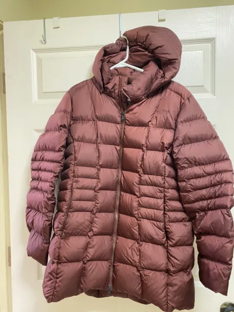 The North Face 550 womens xl Maroon long Goose Down Jacket