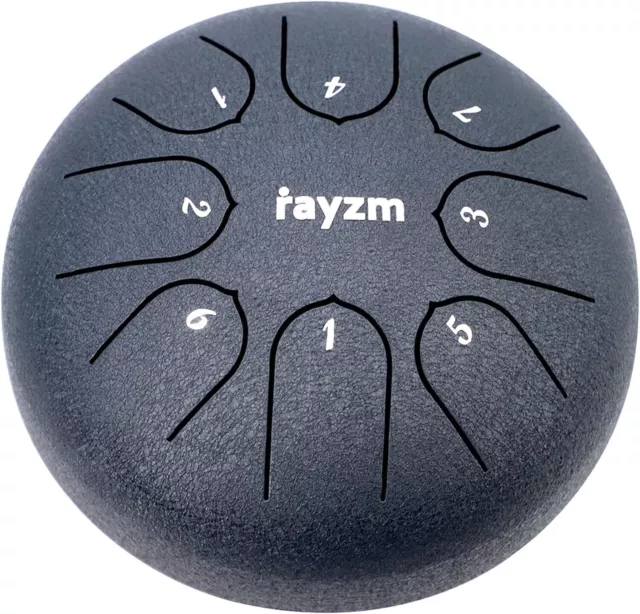 Rayzm Steel Tongue Drum, 6 inches 8 Notes Diatonic Scale Handpan Tank Drum Kit,