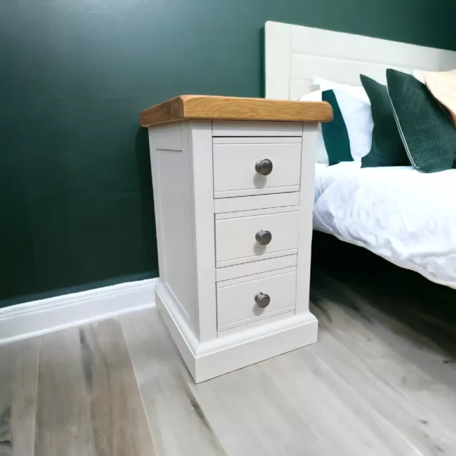 GROFurniture Small Bedside Cabinet, White Hand Painted Bedside, Fully Assembled