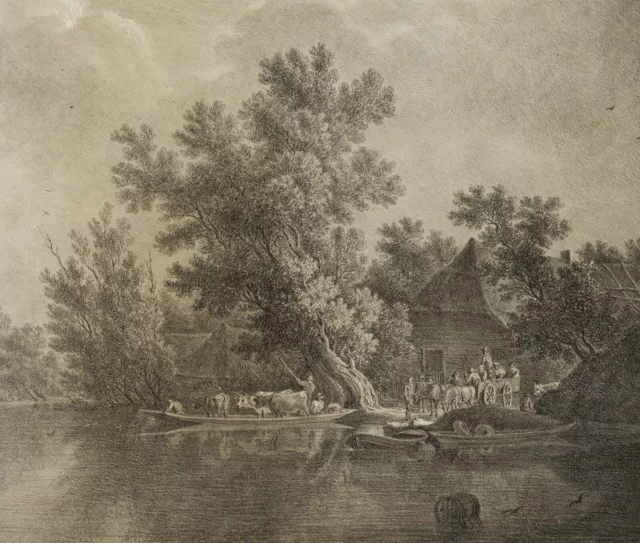 DORNER (*1775) nach VAN RUYSDAEL (*1600), Flussüberquerung,  1817, Lith. 3