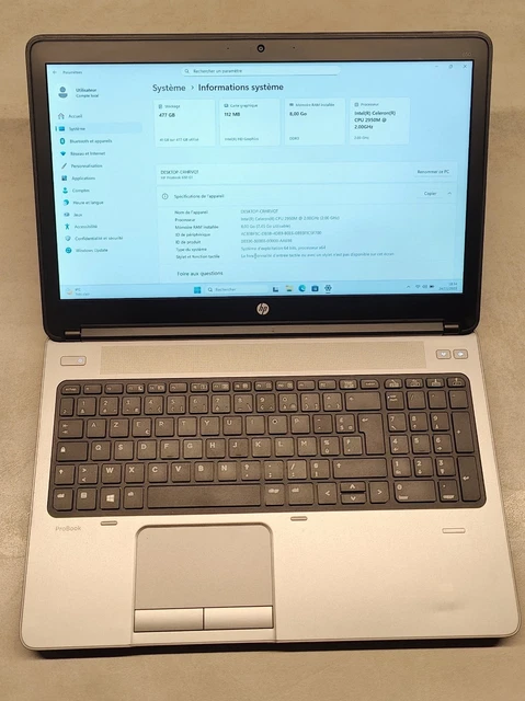 HP PROBOOK 650 G4 15.6'' i5-8250U 4 Coeurs Turbo 3.4GHz DDR4 NVMe/2.5'' EUR 99,90 - FR