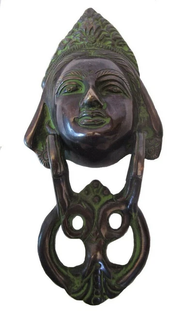 Ancien Style Laiton Porte Heurtoir - Reine - Entièrement - Noir (5241)