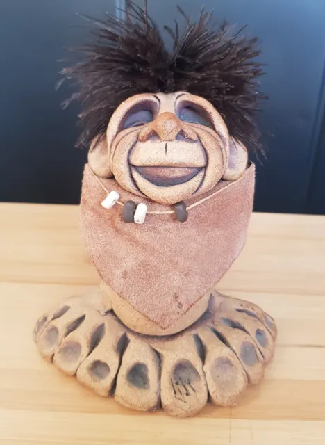 Mythische Tonkeramik Kallaharee Troll Handgefertigt In Südafrika