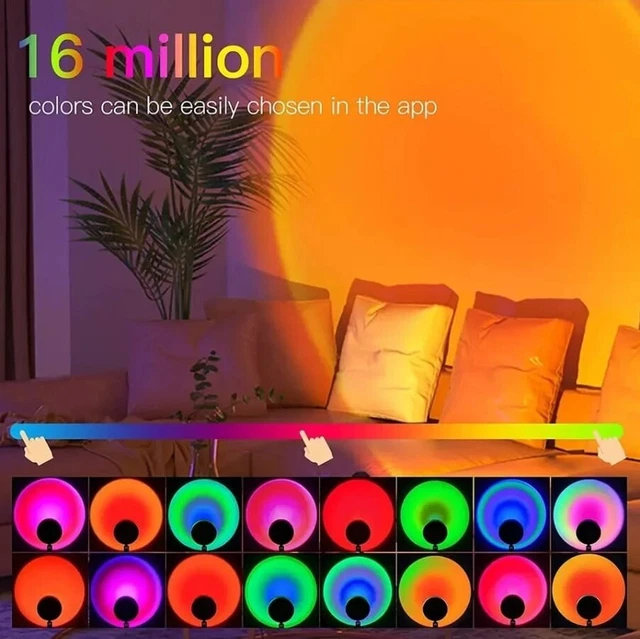 SUNSET LAMP LED Projection Sun Rainbow 16 Colors Remote Atmosphere Night Light £9.99 - PicClick UK