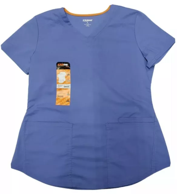 Scrubstar Womens Scrub Top Core Essentials V-Neck Rounded Hem Ciel Blue  Medium