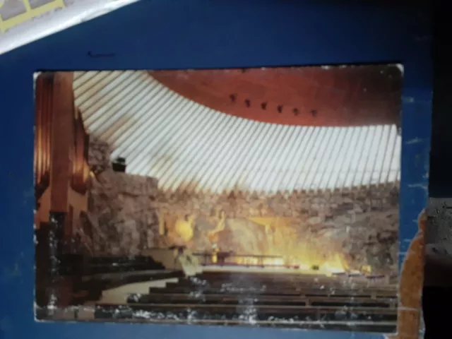 finland temppeliaukio church vintage postcard