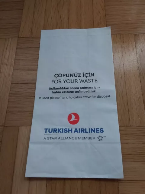 Flugzeug Turkish Airlines Spuckbeutel Çöpünüz için For your waste Weiß Neu