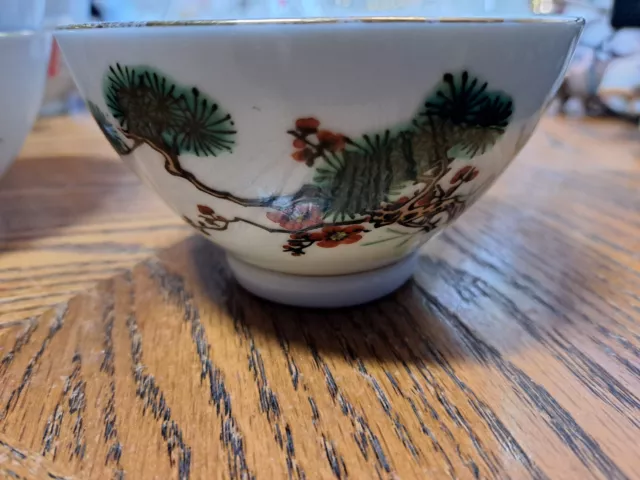 Asian Rice/Soup Bowl With Tree Branch Greenery And Flowers