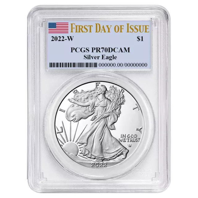 2022-W Proof $1 American Silver Eagle PCGS PR70DCAM FDOI Flag Label