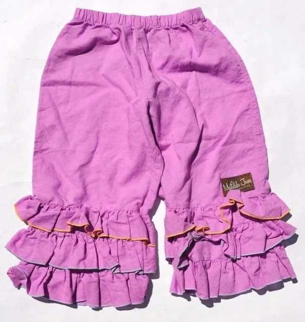 MATILDA JANE Good Hart Sweet Violet Cropped tier Ruffle Pants Sz 6 Linen/Cotton