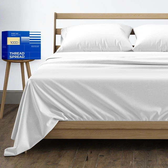 Pure Egyptian King Size Cotton Bed Sheets Set (King, 1000 Thread Count) Bright W