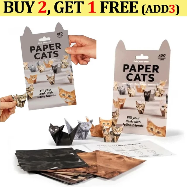 50 BLÄTTER DIY Papier Katzen Origami Kit, 3D Paper Cats Handwerk Kit