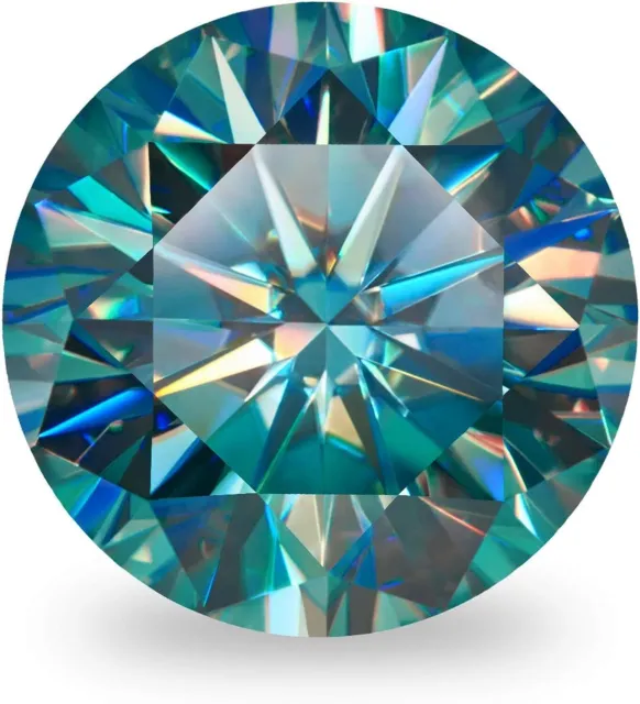 1~6ct VVS1 Blue Green color Round Excellent Cut Moissanite Loose Gemstones & GRA