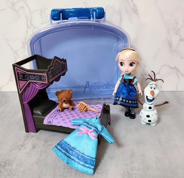 DISNEY ANIMATORS COLLECTION Elsa Olaf Frozen Mini Doll Bed Playset