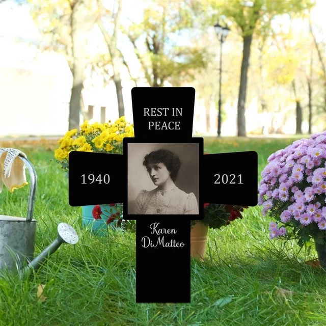 Memorial Plaque Stake, Cemetery Cross, Temporary Grave Marker, Memorial Plaque